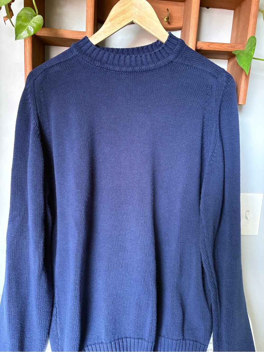 Bass Navy Crewneck Sweater - Solid Knit